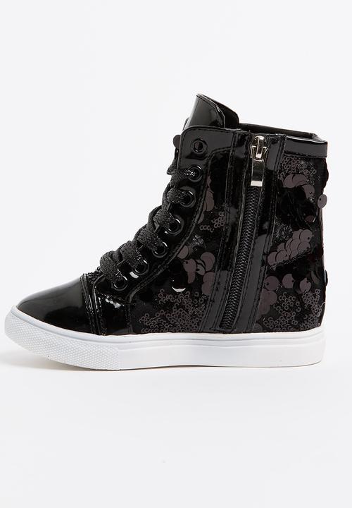 Pop Candy - Girls  Sparkle High Top Sneaker Black