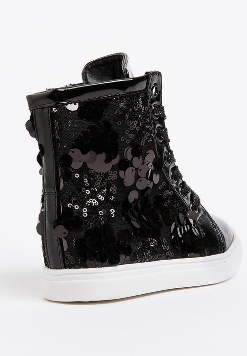 Pop Candy - Girls  Sparkle High Top Sneaker Black