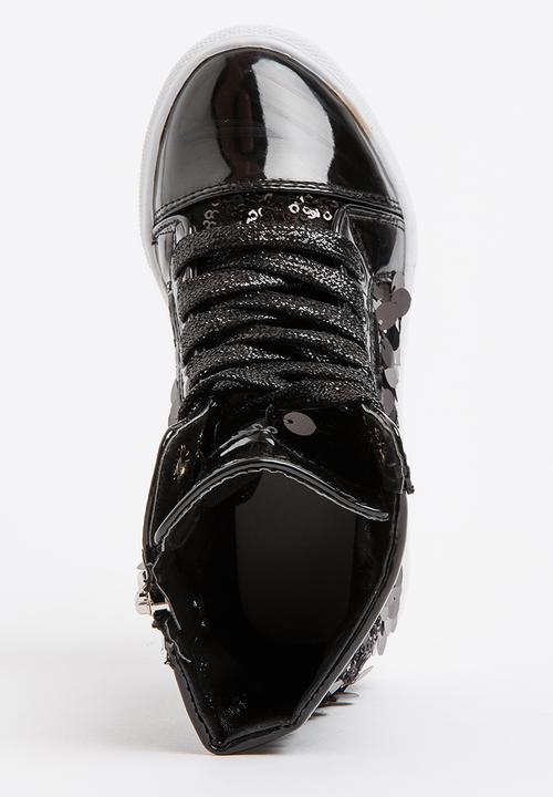 Pop Candy - Girls  Sparkle High Top Sneaker Black