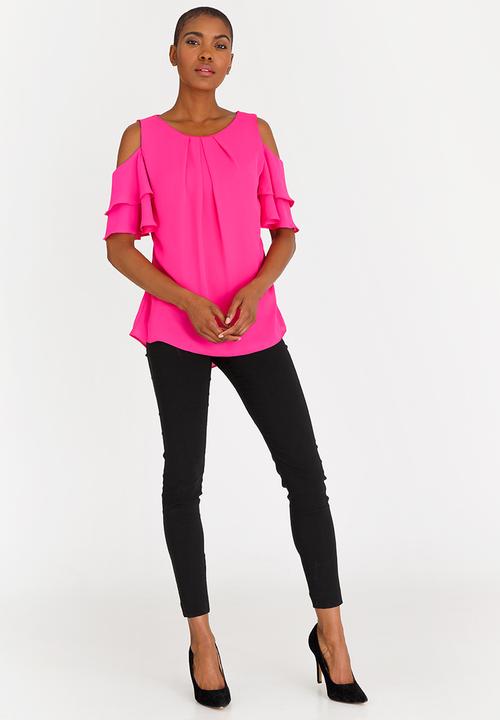 edit - Frill Sleeve Blouse Cerise Pink