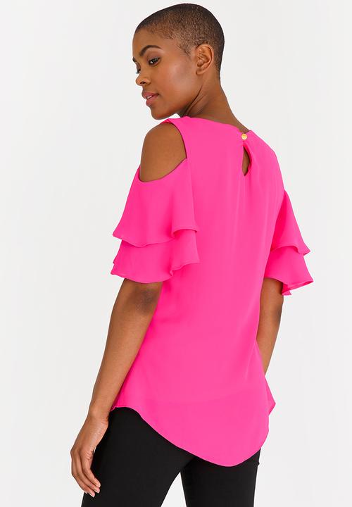 edit - Frill Sleeve Blouse Cerise Pink
