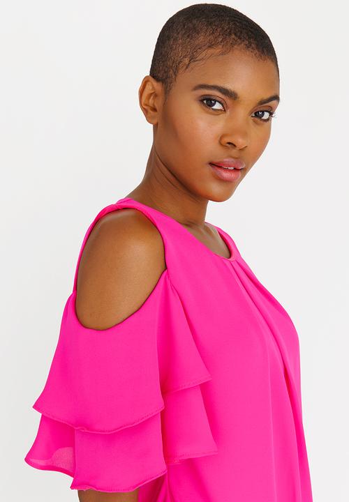 edit - Frill Sleeve Blouse Cerise Pink