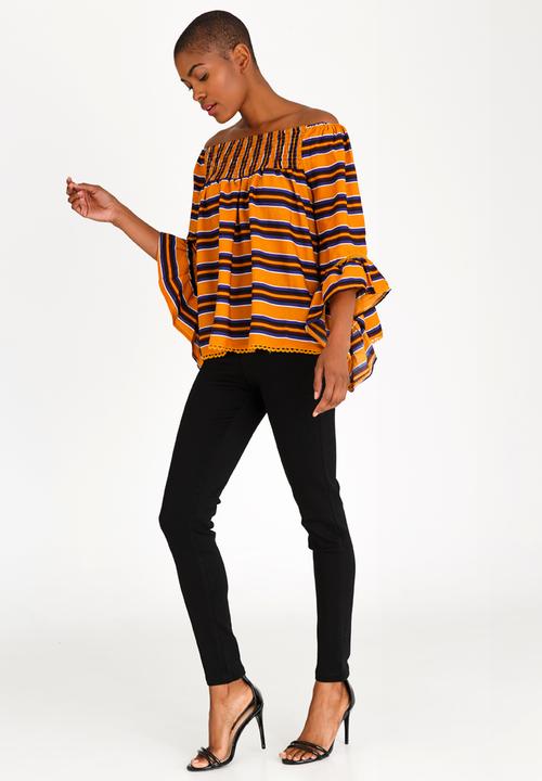 Revenge - Striped Ruffle Blouse Multi-colour