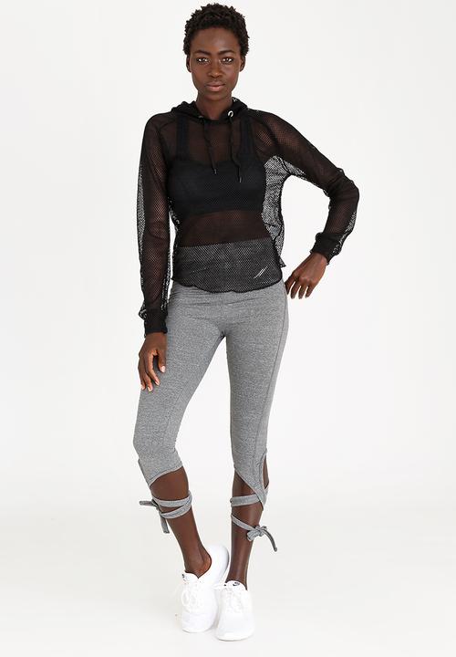 Lithe - Eyelet Mesh Hoodie Black