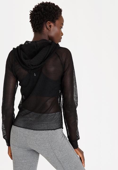Lithe - Eyelet Mesh Hoodie Black