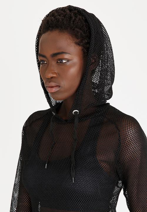 Lithe - Eyelet Mesh Hoodie Black