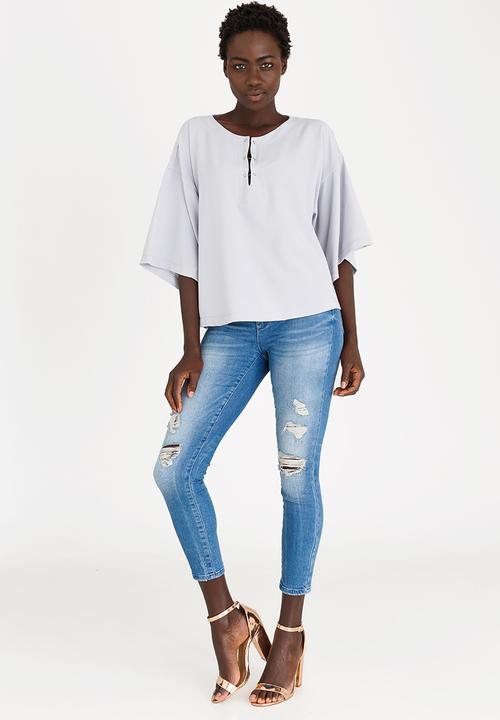 STYLE REPUBLIC - Neckline Detail Blouse Pale Grey