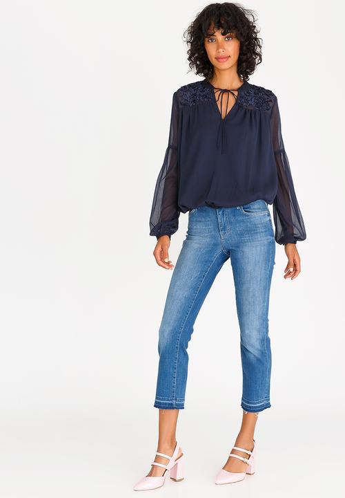 ONLY - Velve Long Sleeve Top Navy