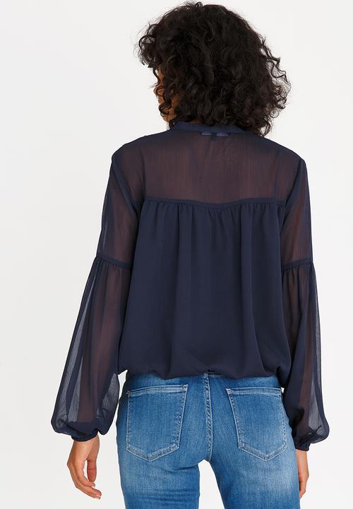 ONLY - Velve Long Sleeve Top Navy