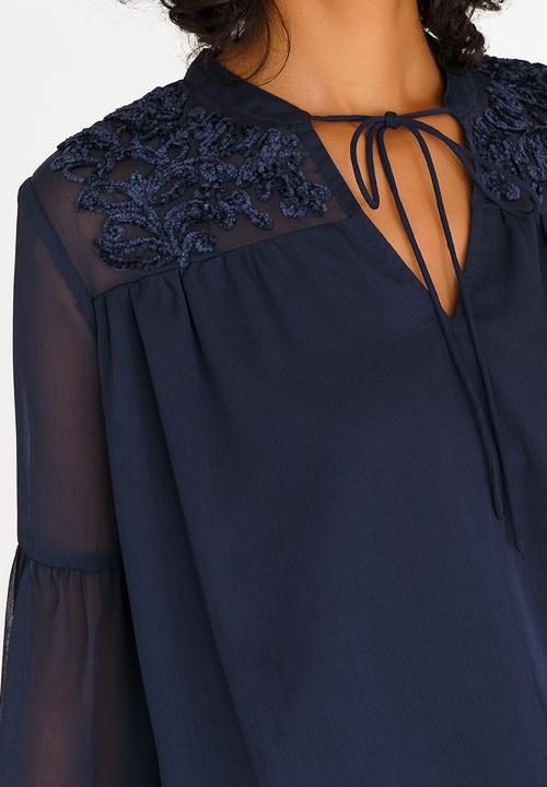 ONLY - Velve Long Sleeve Top Navy