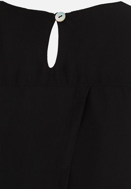 Rebel Republic - Longer Length Chiffon Layer Top Black