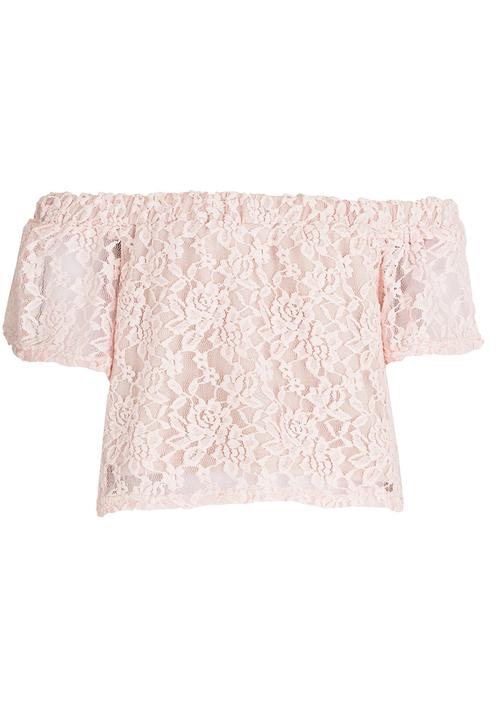 Rebel Republic - Off The Shoulder Top With Back Detail Pale Pink