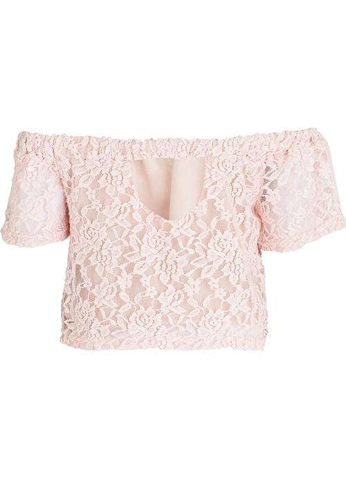 Rebel Republic - Off The Shoulder Top With Back Detail Pale Pink