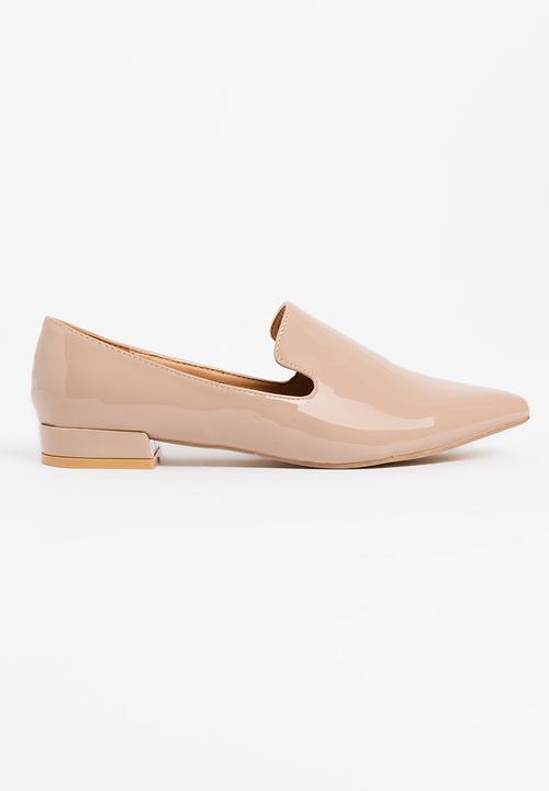 patent nude loafers