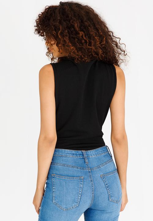 STYLE REPUBLIC - Knot Front Bodysuit Black