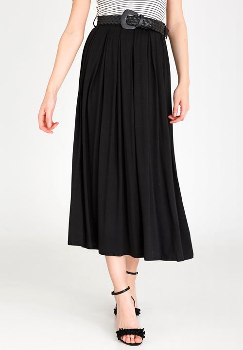 edit - Belted Maxi Skirt Black