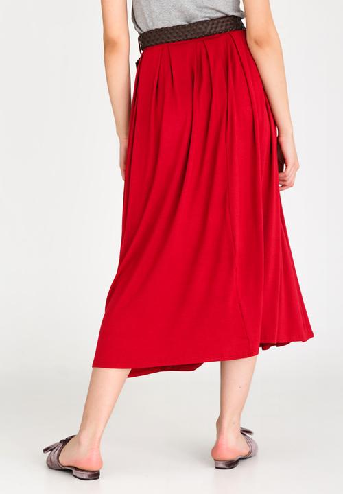 edit - Belted Maxi Skirt Burgundy
