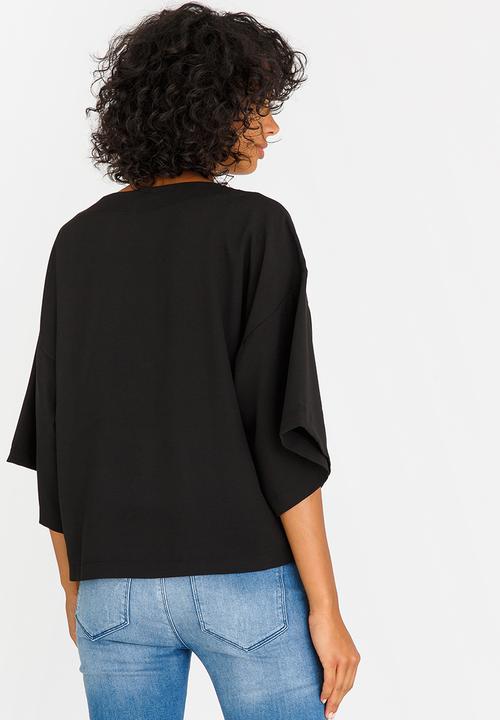 STYLE REPUBLIC - Neckline Detail Blouse Black