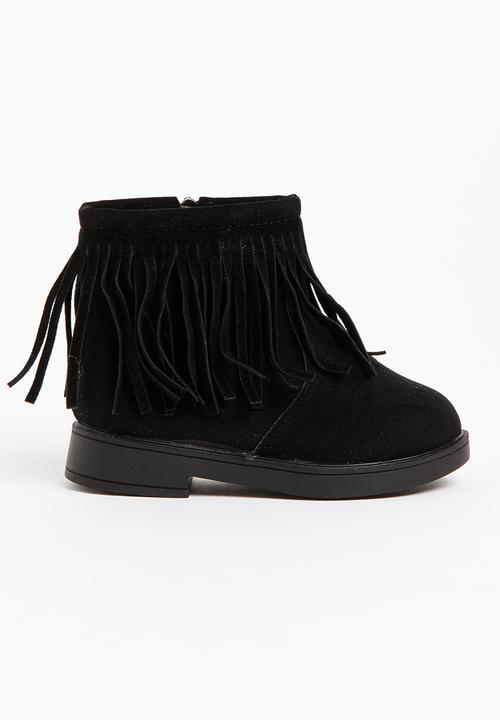 Pop Candy - Girls  Fringe Boot Black