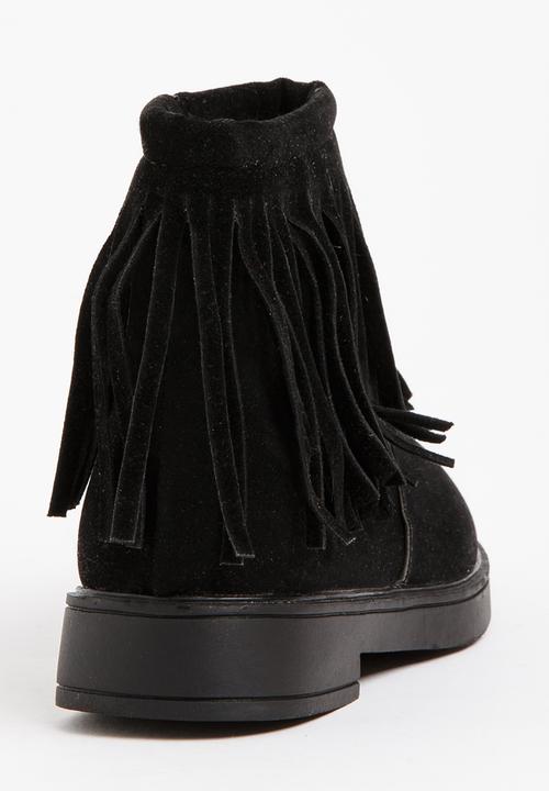 Pop Candy - Girls  Fringe Boot Black