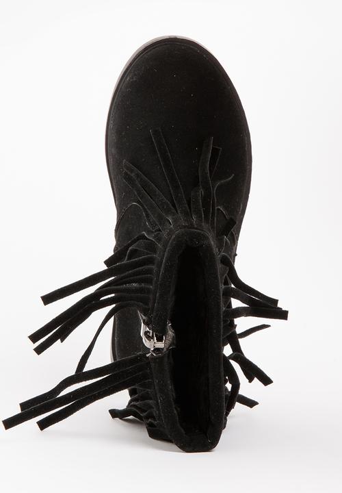 Pop Candy - Girls  Fringe Boot Black