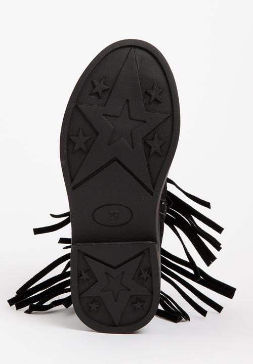 Pop Candy - Girls  Fringe Boot Black