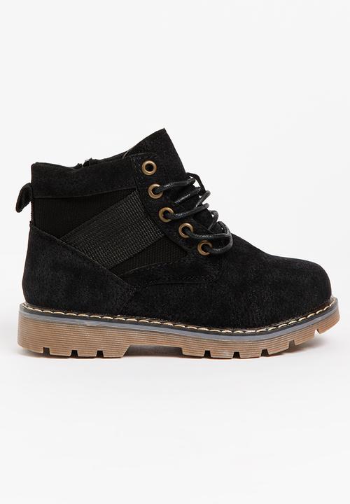 Pop Candy - Boys Lace Up Boot Black
