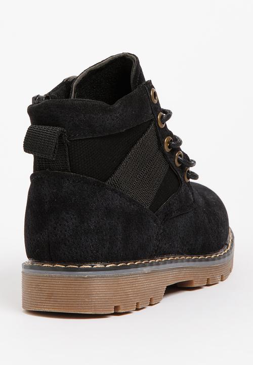Pop Candy - Boys Lace Up Boot Black