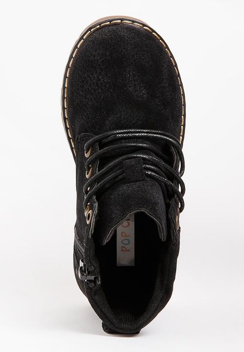Pop Candy - Boys Lace Up Boot Black