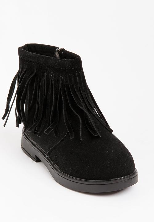 Pop Candy - Girls  Fringe Boot Black