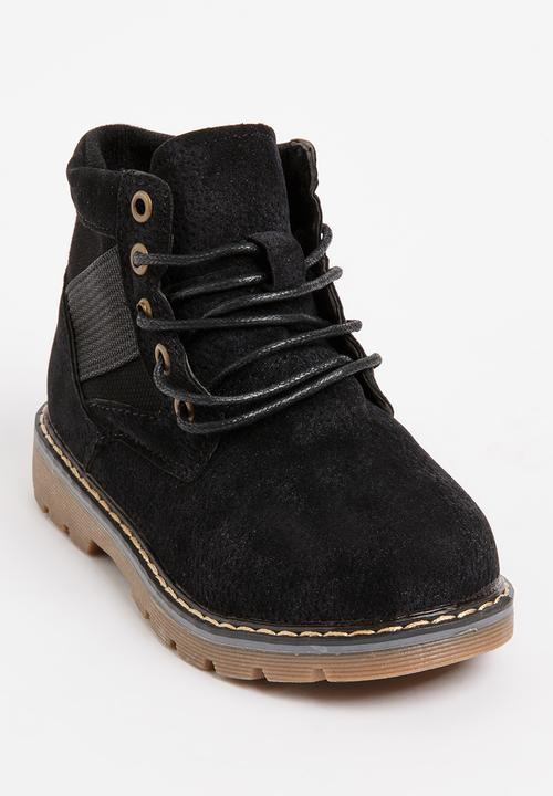 Pop Candy - Boys Lace Up Boot Black