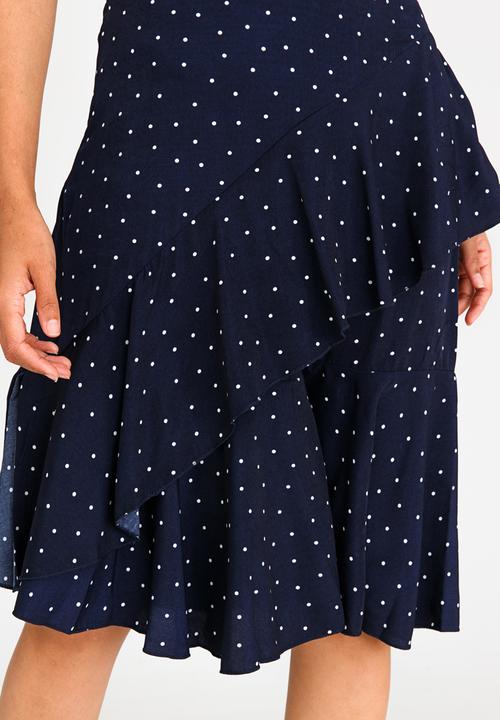 Revenge - Frilled Midi Skirt Navy