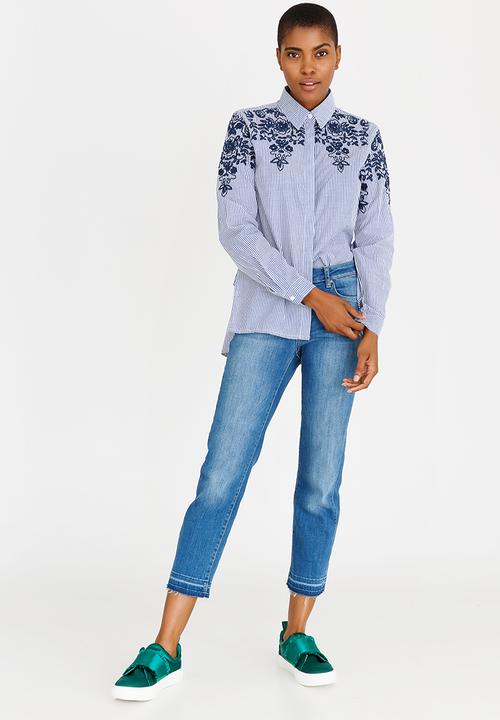STYLE REPUBLIC - Embroidered Shirt Blue and White
