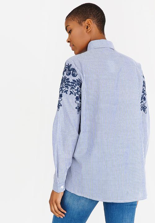 STYLE REPUBLIC - Embroidered Shirt Blue and White