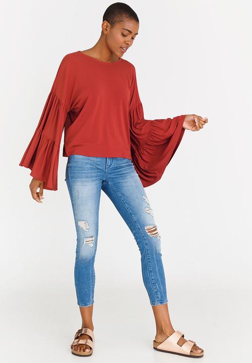 STYLE REPUBLIC - Bell Sleeve Top Rust