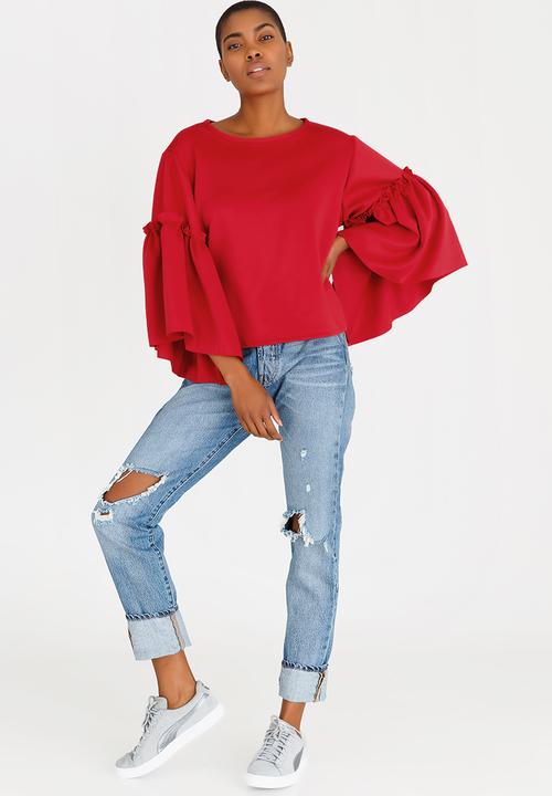 STYLE REPUBLIC - Volume Sleeve T-shirt Red