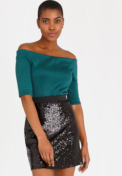 STYLE REPUBLIC - Bardot Bodysuit Dark Green