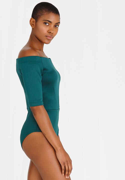 STYLE REPUBLIC - Bardot Bodysuit Dark Green