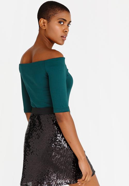 STYLE REPUBLIC - Bardot Bodysuit Dark Green
