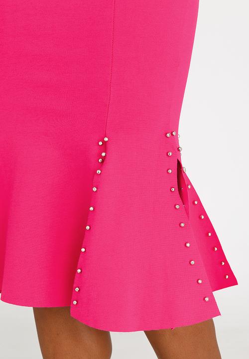 STYLE REPUBLIC - Stud Trim Fit and Flare Skirt Magenta