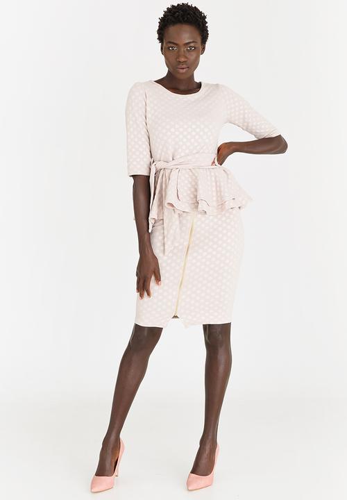 edit - Workwear Textured Peplum Top Taupe
