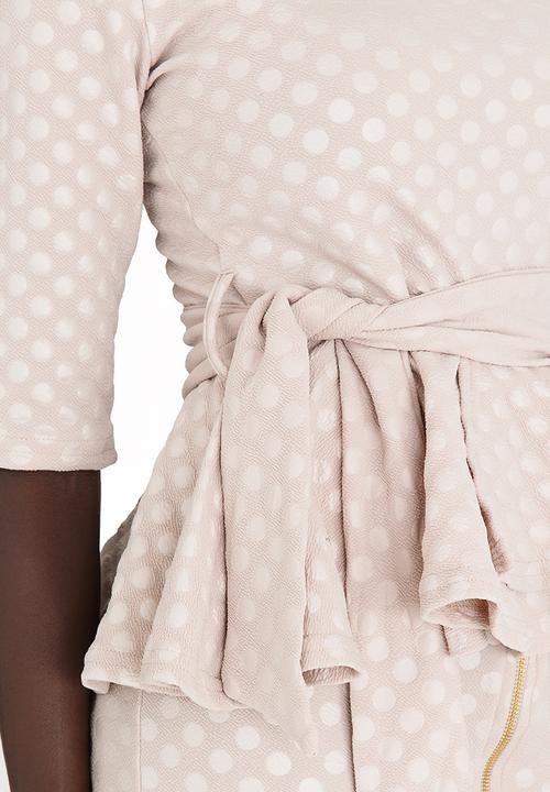 edit - Workwear Textured Peplum Top Taupe
