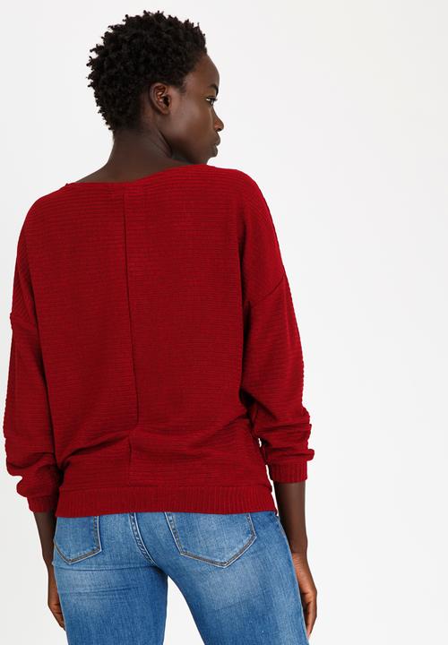 edit - Long Sleeve Knit Top Burgundy