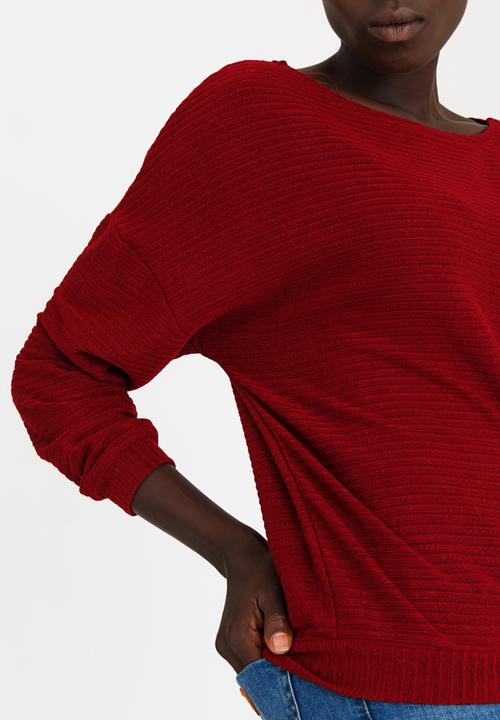 edit - Long Sleeve Knit Top Burgundy