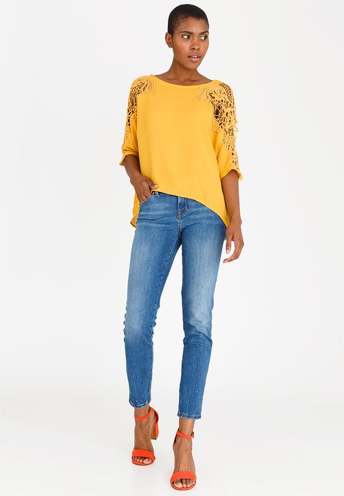 edit - Top with Crochet Sleeves Yellow