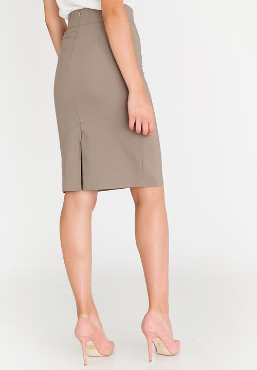 edit - Stretch Pencil Skirt Taupe