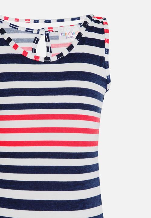 Pop Candy - Sleeveless Stripe Dress Multi-colour