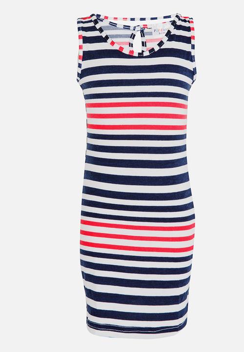 Pop Candy - Sleeveless Stripe Dress Multi-colour