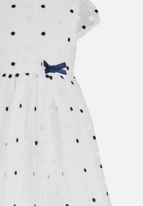 Pop Candy - Polkadot Bow Dress White