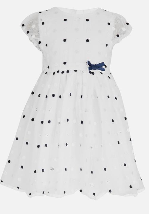 Pop Candy - Polkadot Bow Dress White